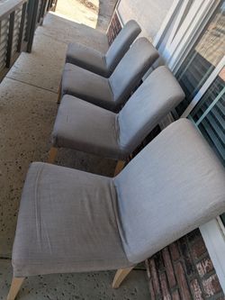 Set of 4 Gray Upholstered Dining Chairs Free
