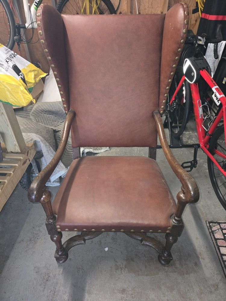 Antique/ Vintage Chair Leather Seating Surface.