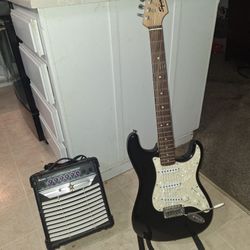 Fender Squier Strat Electric Guitar &Ibanez Amp 