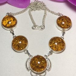 Sterling Silver.925 Baltic Amber Necklace