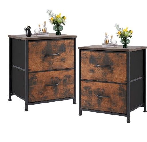 Sweetcrispy Nightstand Set of 2 with 2 Storage Drawers