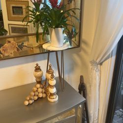 Table Top Plant Stand  Marble Top Hairpin Legs 