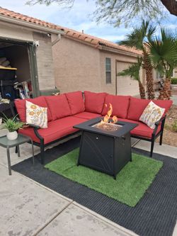 Patio Set Fire Pit And Furniture With Cushions