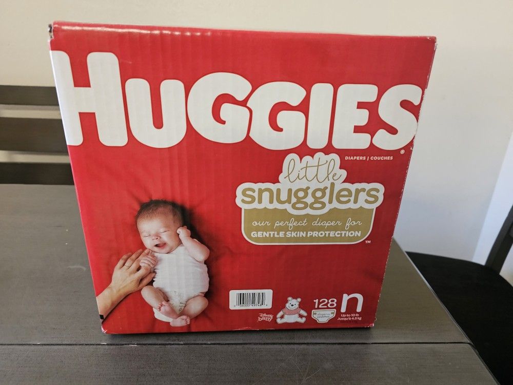 Huggies Newborn Diapers, Little Snugglers Newborn Diapers, Size Newborn (up to 10 lbs), 128Count