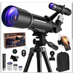 Telescope, Telescope for Kids & Adults, 70mm Aperture 500mm Refractor Telescopes for Astronomy Beginners with Tripod, Moon Filter, Phone Adapter & Bac