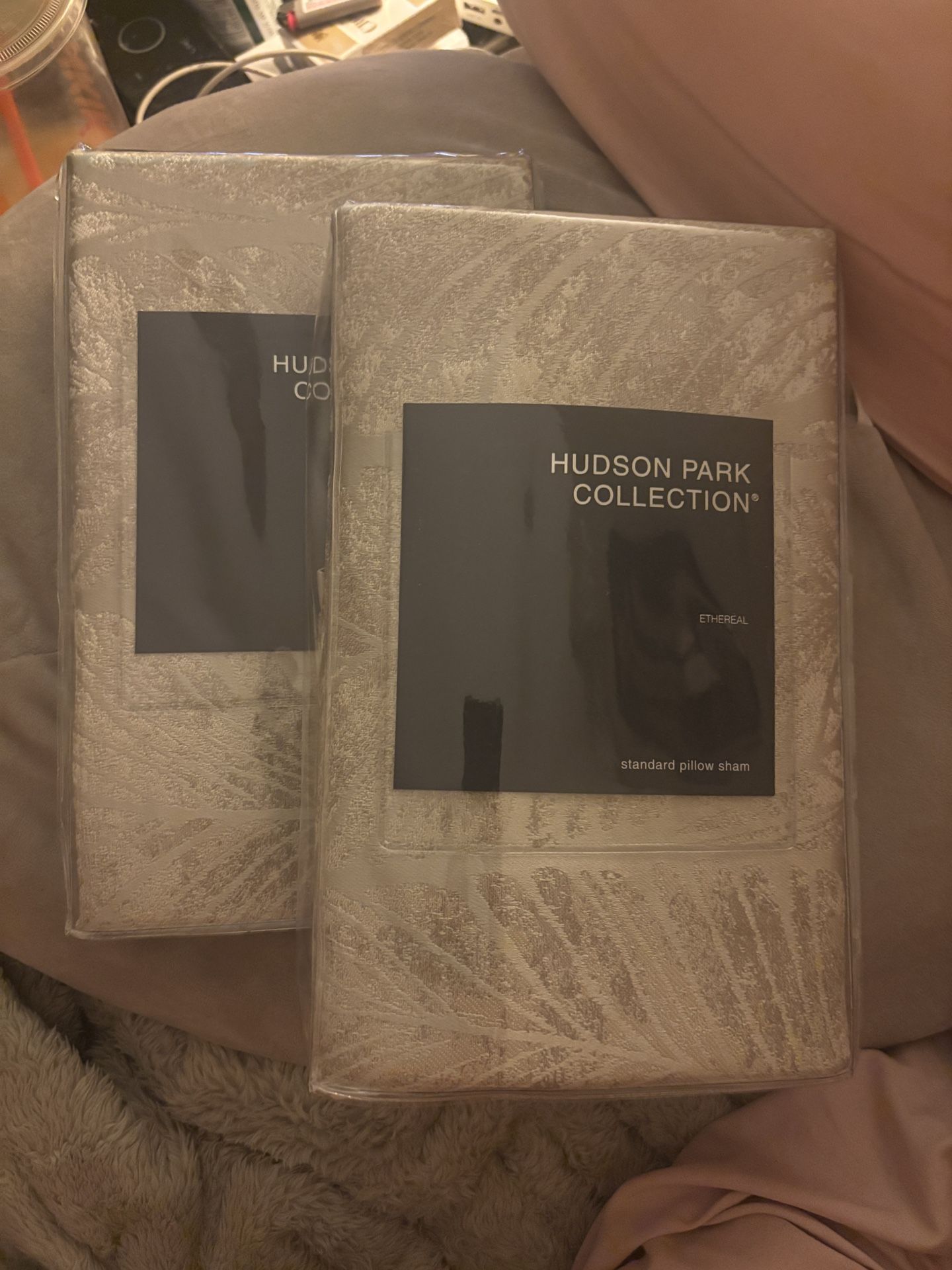2 packs of Hudson Park Collection Ethereal standard pillow sham in gold