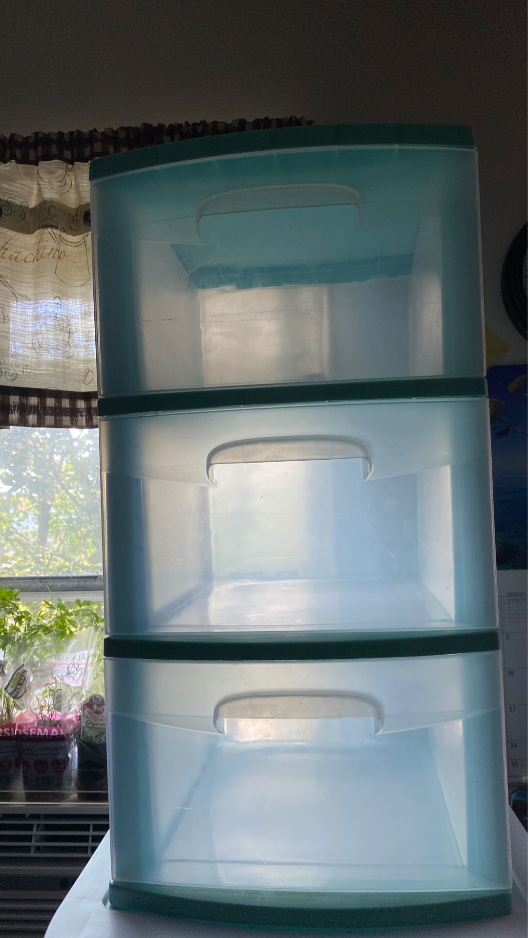 Turquoise Plastic Organizer Drawers