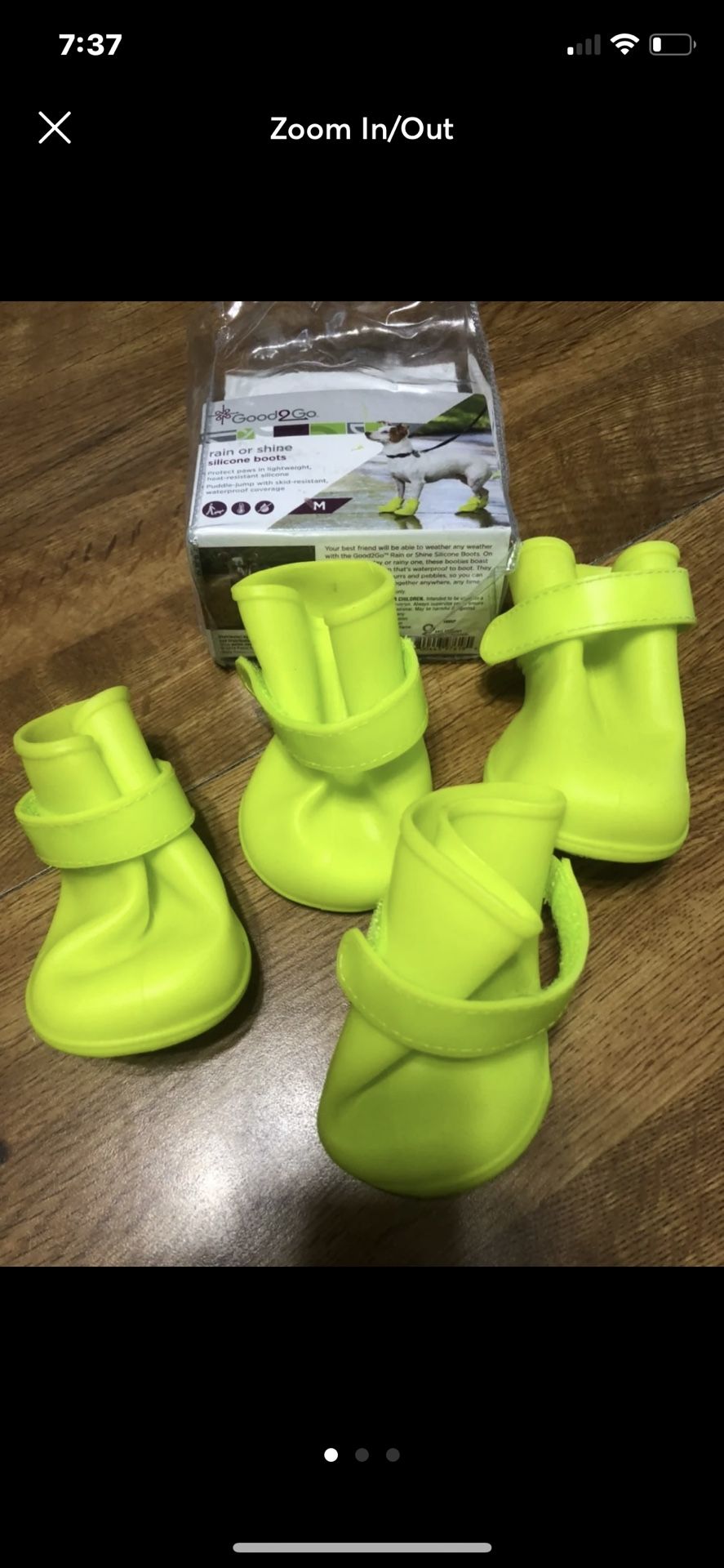 Dog booties. Size medium. NEver used just tried them on