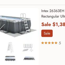 Intex 26363EH 24'x 12'x 52" Rectangular Ultra XTR Frame Swimming Pool w/ Pump - 288 × 144 x 52 inches
