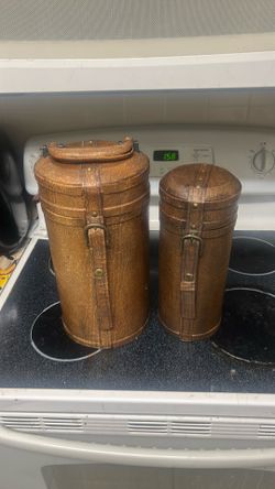 Faux Alligator Leather Case Double Wine Bottle Carrier with Latch Vintage