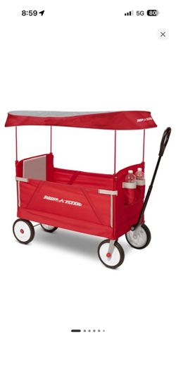 Radio Flyer 3 in 1 EZ Fold Wagon with Canopy - Red: Steel & Nylon, 150 lb Capacity