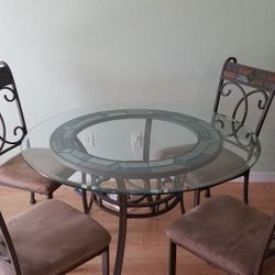 Ashely furniture round Glass Table & Chairs