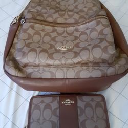 Coach Lg. Backpack W/matching Wallet
