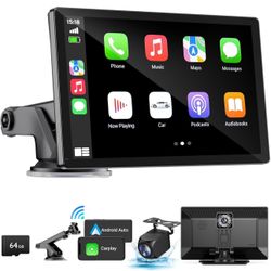 HAUXIY Wireless Carplay Touchscreen with 2.5K Dash Cam, 9"Portable Apple Carplay & Android Auto Car Stereo, Carplay Screen with 1080p Backup Camera, G