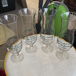 Pat O’Brien’s New Orleans Have Fun Hurricane Drink Glasses Set of 4