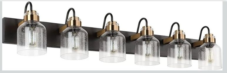 (Brand New in Box) PRESDE Bathroom Vanity Light Fixtures Over Mirror 6 Light Vintage Bronze Brushed Black Bath Vanity Lighting /A7-WS-5961