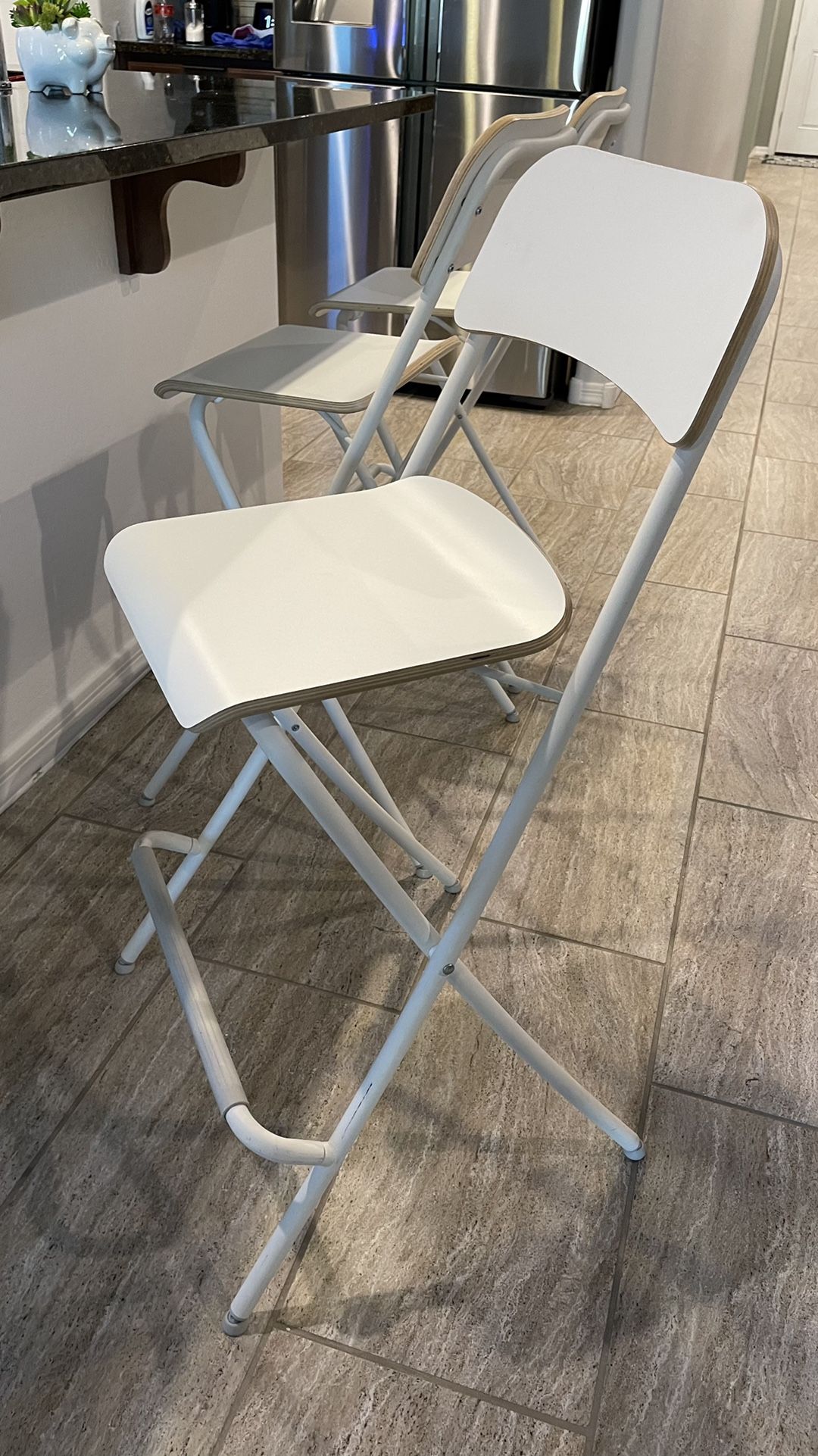 IKEA (SET OF 3) WHITE Wood Foldable BAR STOOLS