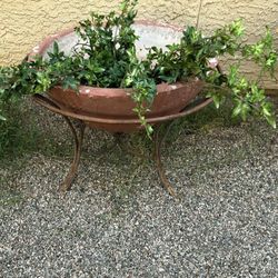 Planter Bowl With Metal Stand 
