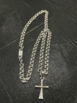 28 inch Silver 925 Chain Necklace with Cross Pendant