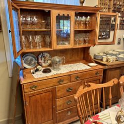 Beautiful Solid Maple Two Piece Hutch Cabinet by Young Republic / Tell City Furniture Co