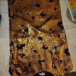 See By Chloe Gold Sequins Mini Shift Cap Dress Size 6 