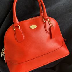 Authentic Coach Orange Leather Handbag F33909