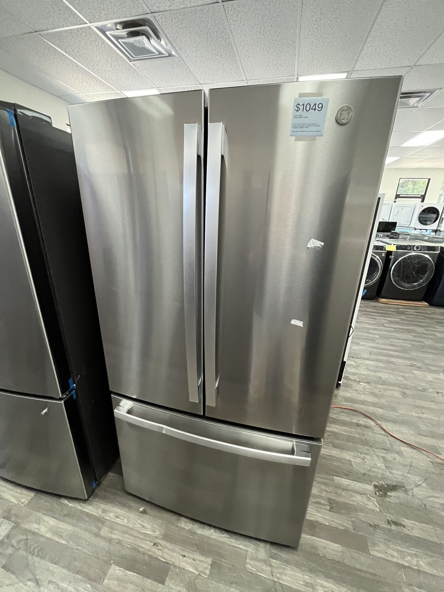 $1049 GE 27 Cu Ft French Door Refrigerator with Internal Dispenser, ENERGY STAR