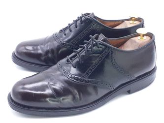 Bostonian Strada Men US 10.5 W Black Brogued Oxford Dress Shoes Lace Up - Italy