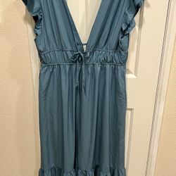 Plunge Dress with Ruffled Hem 