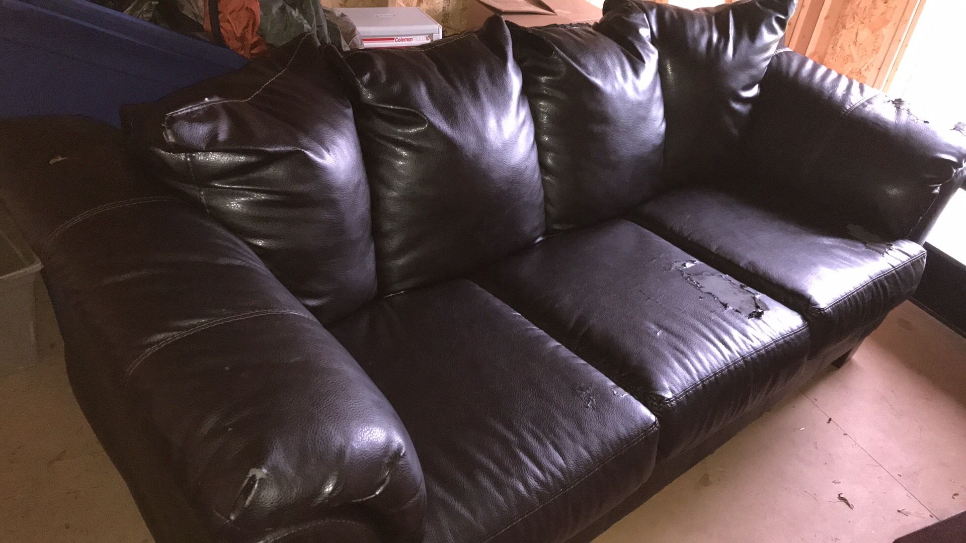 Dark Brown Faux Leather Couch