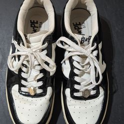 Men's Size 9,  Bape Black and White Bathing Ape Shoe