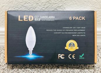 E12 Candelabra LED Bulb 5000K Daylight (6 pack)