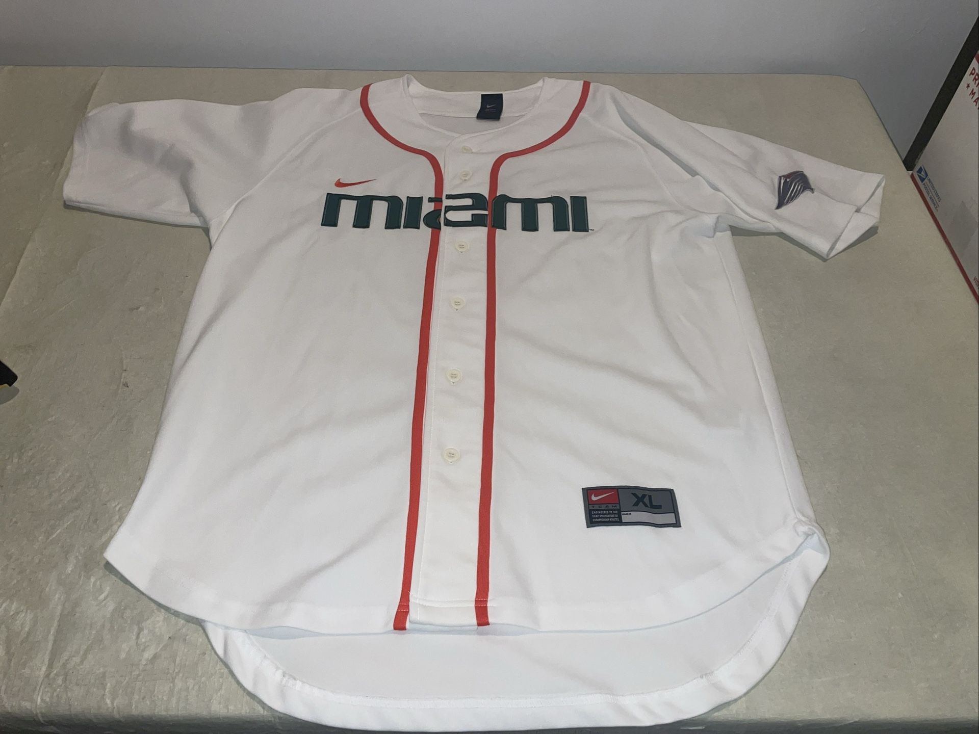 Miami Hurricanes Nike Baseball Jersey Mens Xl White Clean Ncaa Vintage Acc Sewn