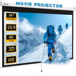 🎬 WASJOYE 84” Projector Screen 4K  | Manual Pull-Down | NEW Home Theater Movie Screen