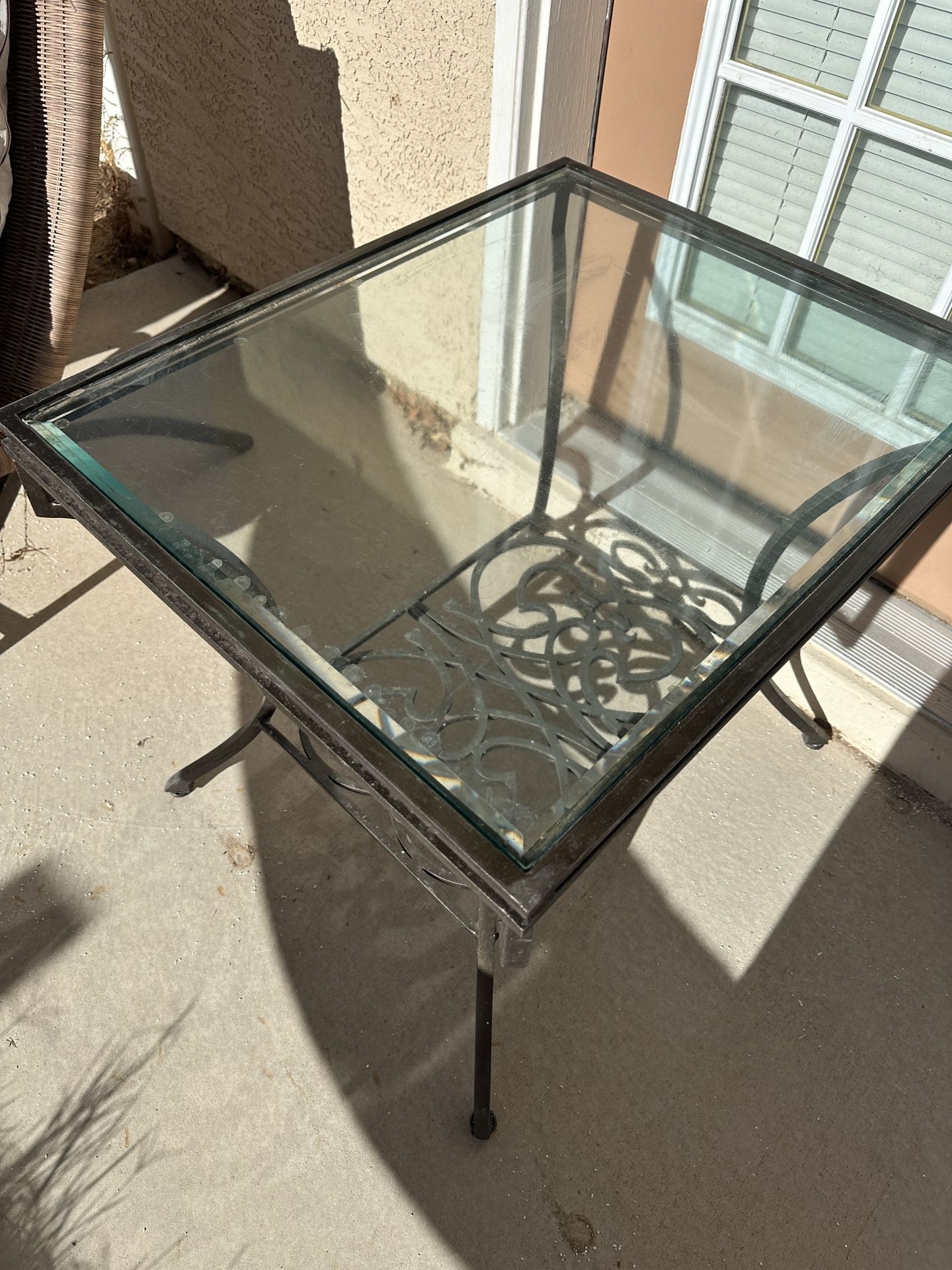 Outdoor Metal Glass Top Table