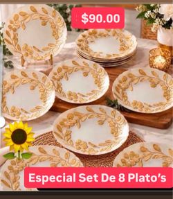 Especial set De 8 Platos Medianos Para Postres Pastel Ensalada Cristal Nacarado Linea Widflower Princess House Ventas Finales
