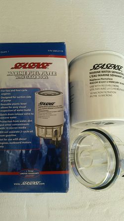 MARINE FUEL FILTER WITH CLEAR BOWL DRAIN (BRAND NEW) COMPLETE $100.