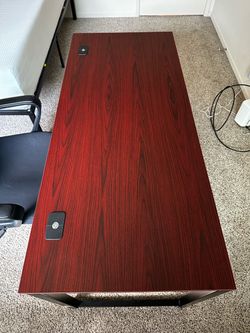 SHW 55” Computer Desk – Cherry/Black