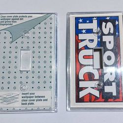 2 clear plastic toggle switch plate covers 