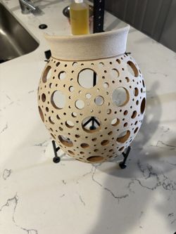 Handcrafted Hole Motif Ceramic Decorative Vase from Mexico