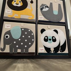3 Sprout Brand Canvas Totes & Cube Storage 