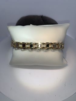 14K yellow gold Railroad gents gold fancy bracelet 