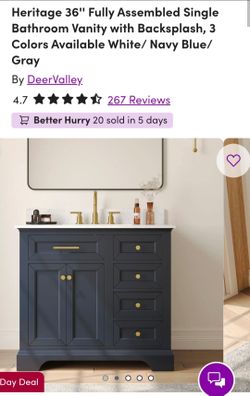 Heritage 36'' Fully Assembled Single Bathroom Vanity with Backsplash,
