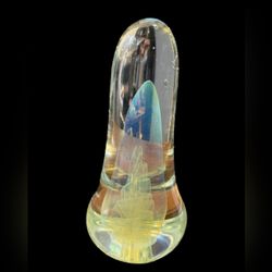 Andrew’s Karg Signed Dichroic Glass Large Paperweight Sculpture 12in