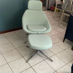 Mint Green Swivel Chair And Foot Rest