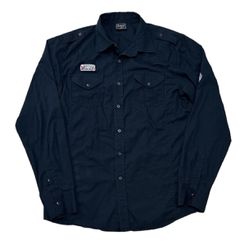 Irreverent Button Up Shirt Men’s M Black Long Sleeve Pocket Logo Casual Preppy 