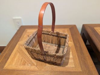 Vintage Folk Art Gathering Basket