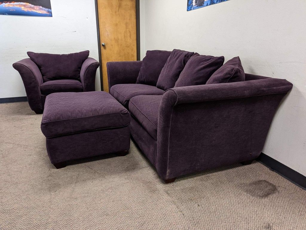 Contemporary Plum Couch And Chair Set With Ottoman for Sale in Denver, CO OfferUp