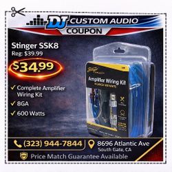 Stinger SSK8 Complete Amplifier Wiring Kit 600 Watts Fuse Power & Ground Wire 🚨 Payment Options Available 🚨 No Credit Needed 🚨 