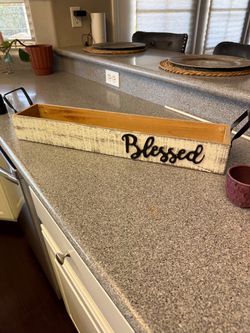 Blessed Farmhouse Wood Tray with Handles